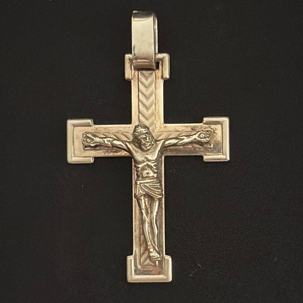 925 Sterling Silver Jesus Cross Pendant Solid, 2 Inches Long *Big Pendant*